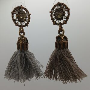 Elegant Tassel Earrings in Gray and Brown